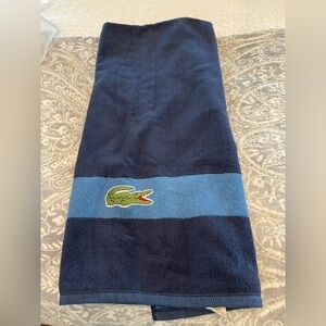 NWOT LACOSTE Bath Towel 51x30  inches navy blue alligator logo
